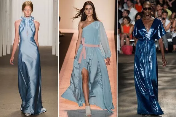 Голубой - тентенденции весна 2015, на фото модели Chistian Siriano, BCBG Max Arzia и Honor