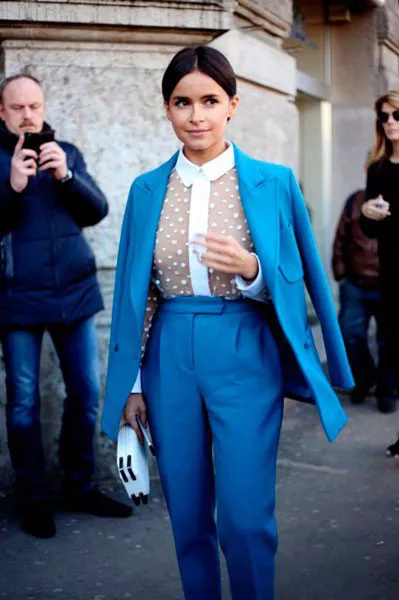 Miroslava Duma в костюме от Jil Sander. Неделя моды в Милане осень/зима 2015