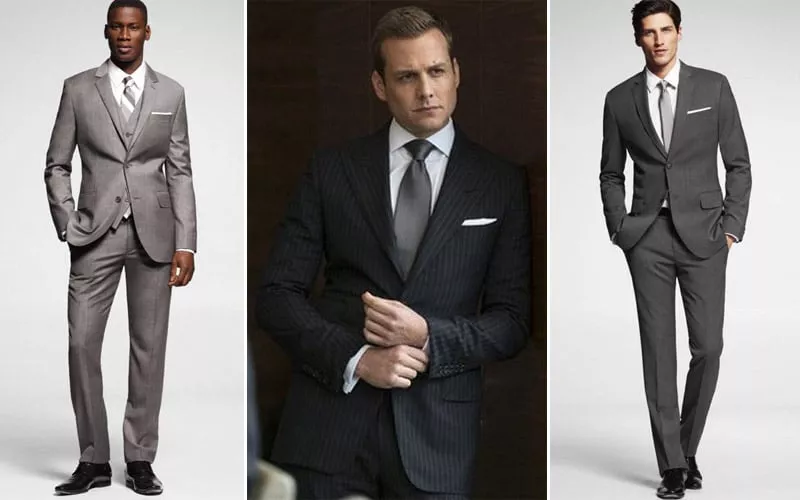 Три образа мужчин в костюмах с галстуками, официальный стиль