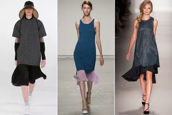 Юбки под платьями - тентенденции весна 2015, на фото модели Marissa Webb, Rebecca Taylor и Koonhor