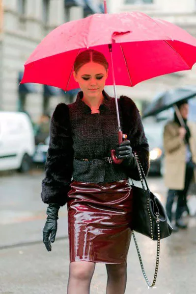 Девушка с зонтиком в одежде от Gucci. Неделя моды в Милане осень/зима 2015