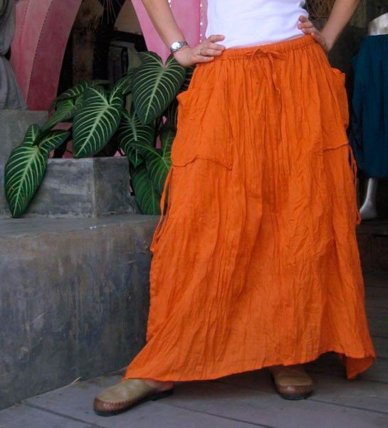 Оранжевая юбка в стиле бохо