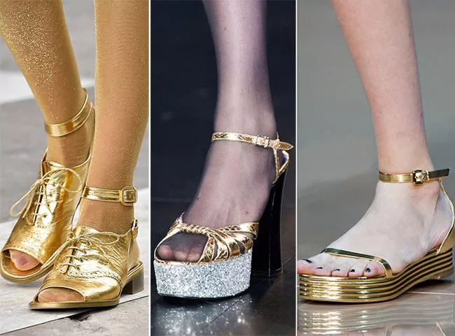 Блестящая обувь - тенденции весна -лето 2015
