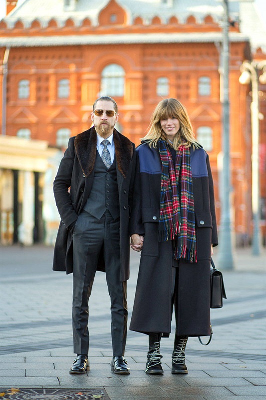 Justin O'Shea и Veronika Heilbrunner - Уличная мода осень 2014 в Москве, фото 30