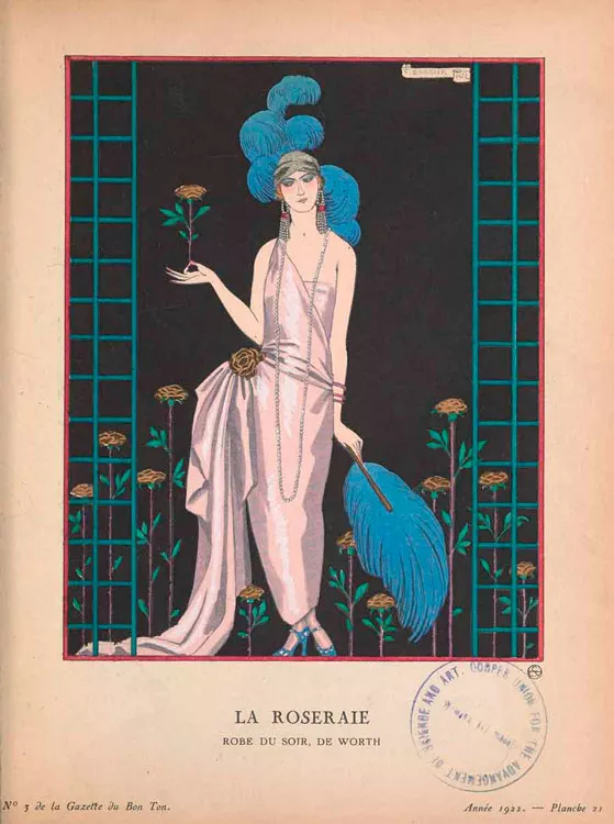 Иллюстрация Жорж Барбье девушка в платье 1922 год
