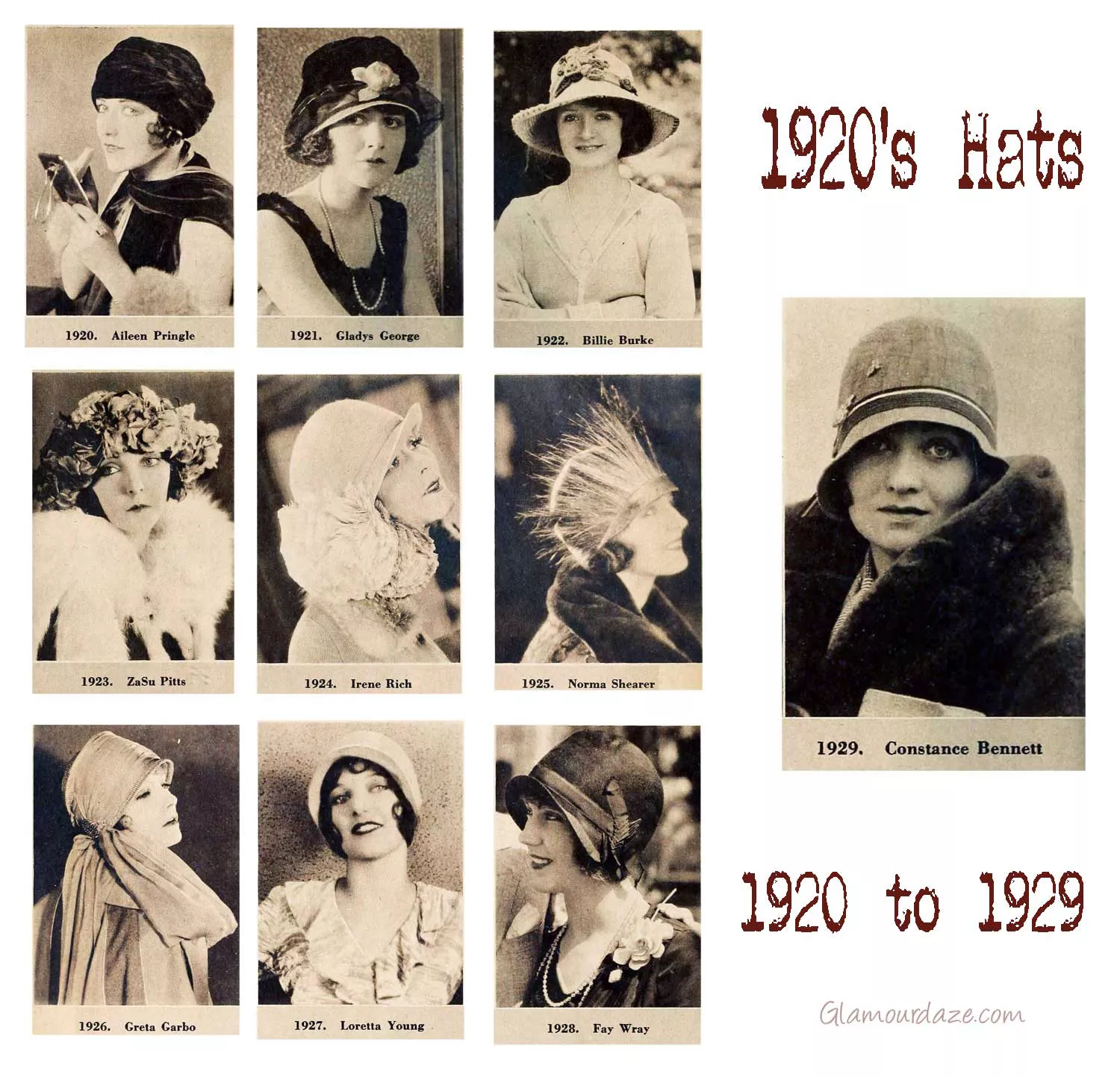 Модные шляпки от 1920 по 1929 года