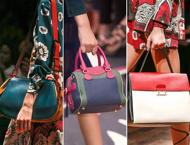 разноцветные сумки, тенденции сумок весна-лето 2015