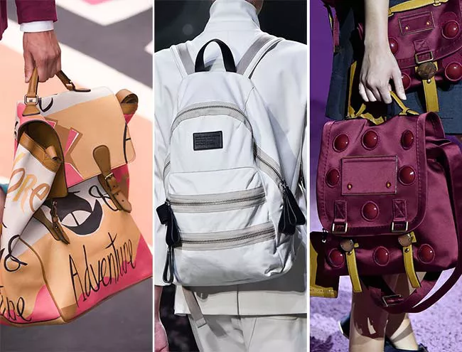 современные рюкзаки - бордовый и белый, тенденции сумок весна-лето 2015