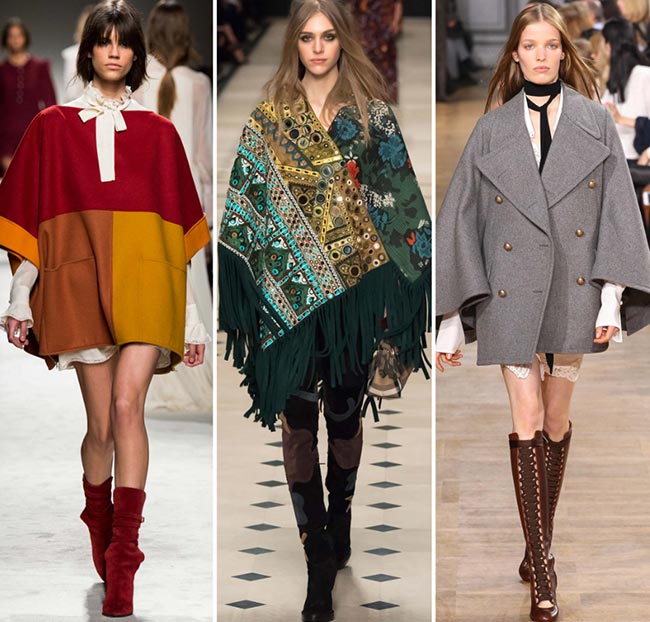 Девушки в пальто в форме пончо - тенденции моды сезона осень/зима 2015-2016