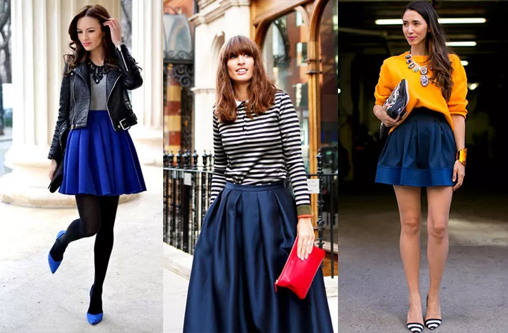 Синяя юбка – с чем ее носить, фото стильных образов