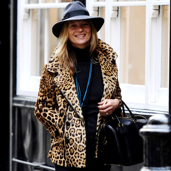 Кейт Мосс в леопардовом пальто