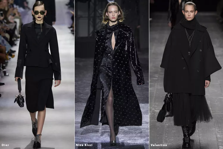 Модели в черных тотал-луках - модные тенденции осень 2016, зима 2017