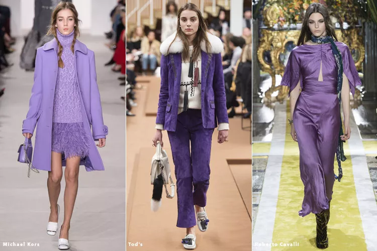 Модели в лиловой одежде - модные тенденции осень 2016, зима 2017