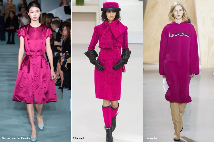 Модели в нарядах цвета фуксии - модные тенденции осень 2016, зима 2017