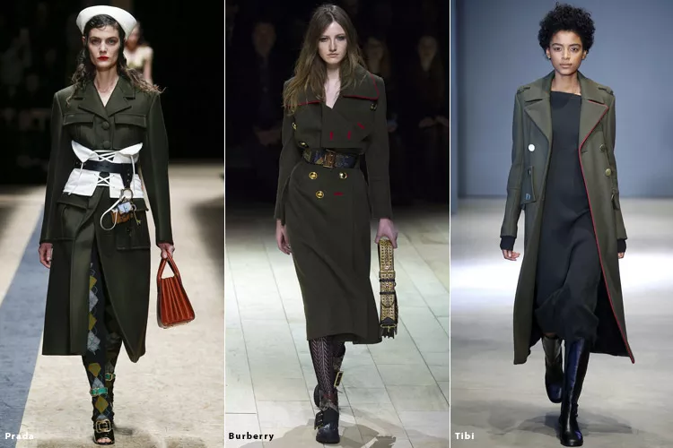 Модели в одежде в стиле милитари - модные тенденции осень 2016, зима 2017