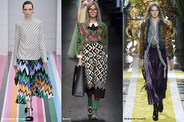Модели в миди юбках - модные тенденции осень 2016, зима 2017