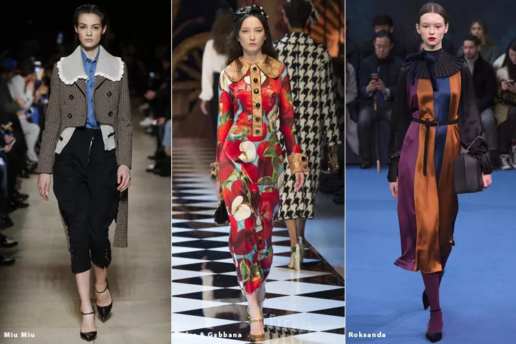 Модели в нарядах с большими воротниками - модные тенденции осень 2016, зима 2017