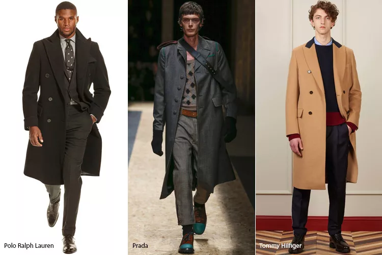 Мужчины в пальто в классическом стиле ниже колен