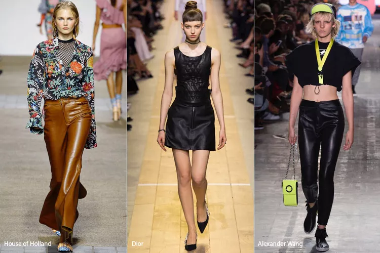 Модели в кожаных брюках - модные тенденции весна/лето 2017