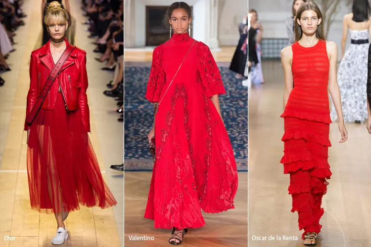 Модели в красном - модные тенденции весна/лето 2017