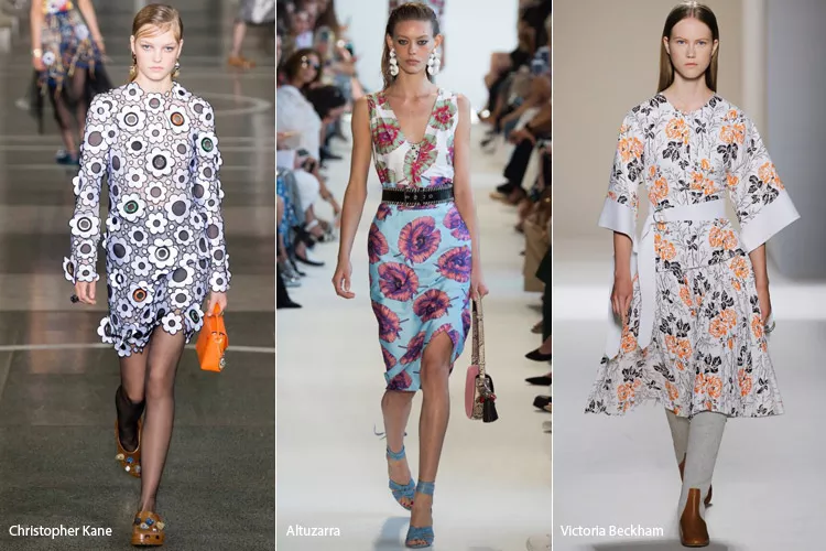 Модели в платьях абстрактным цветочным принтом - модные тенденции весна/лето 2017