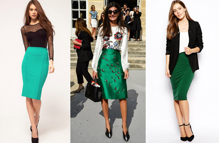 С чем носить зелёную юбку карандаш, фото и стильные советы