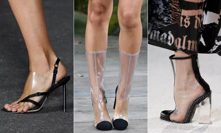 тренд 3 - обувь из прозрачного пластика модная обувь весна лето 2018