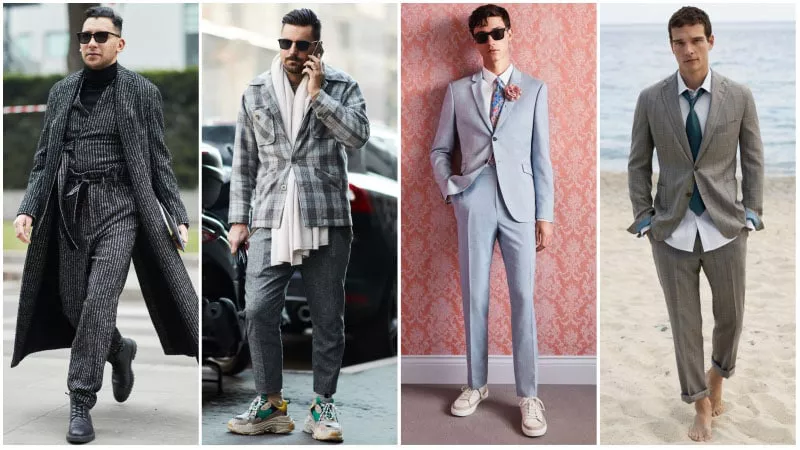 Мужчины в комплектах одежды с серым цветом
