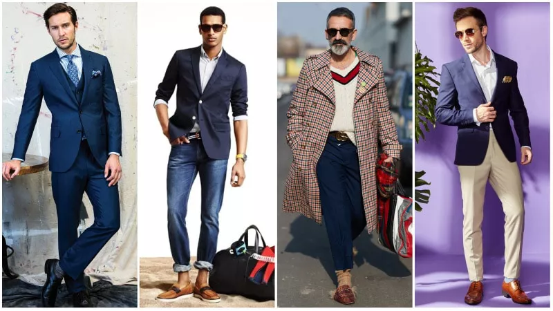 Мужчины в комплектах одежды с синим цветом