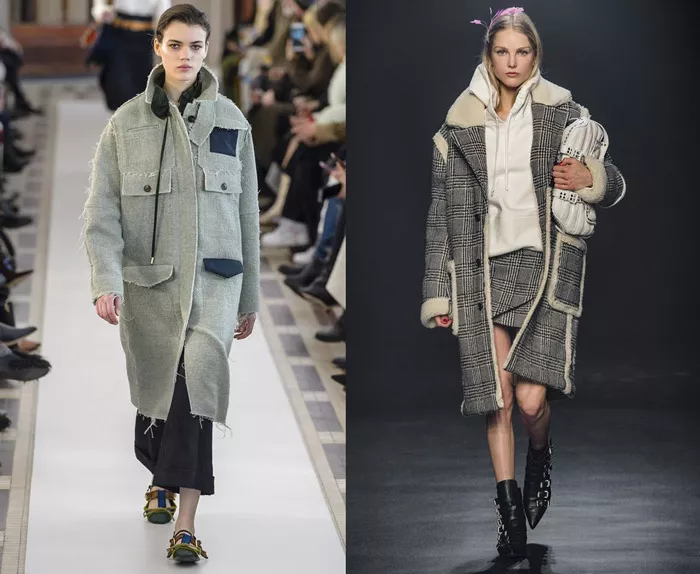 Модели в серых удобных пальто с карманими, модные пальто