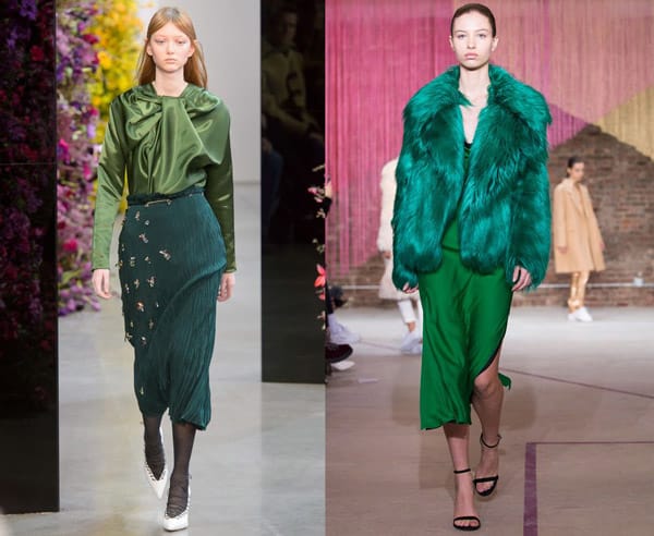 Модели в нарядах зеленого цвета, тренд сезона