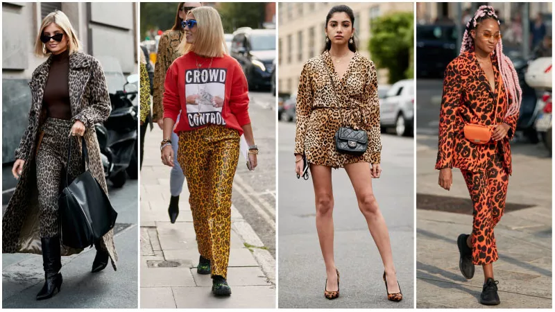 Девушки с одежде с модным леопардовам принтом