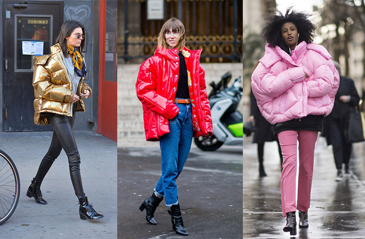 Огромные пуховики, популярный тренд уличной моды зимы 2019