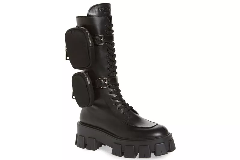 Черные армейских ботинках Prada