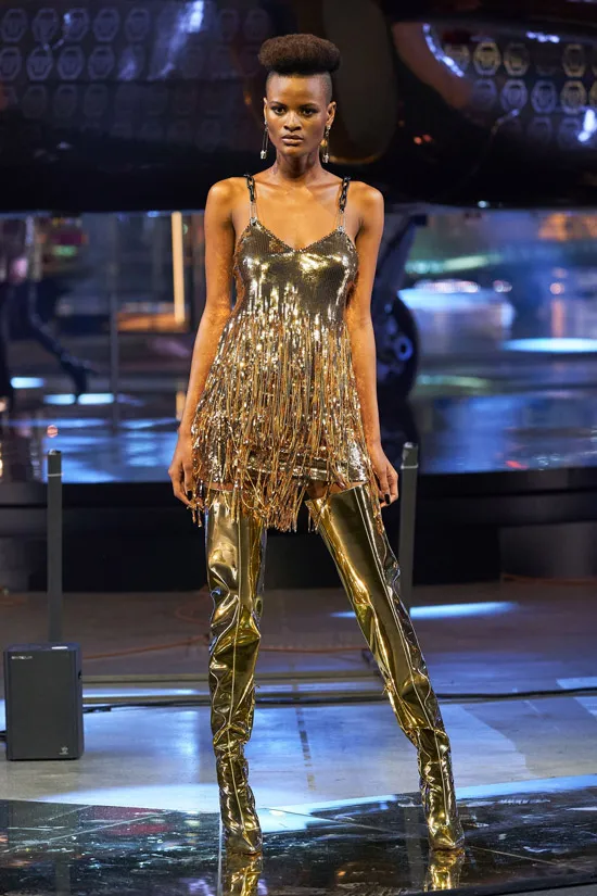 Золотое мини платье Philipp Plein