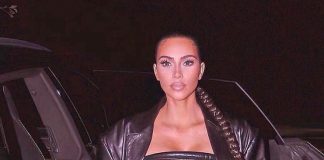 Ким Кардашьян в кожаном платье и фигурных лодочках появилась на улицах Лос-Анджелеса