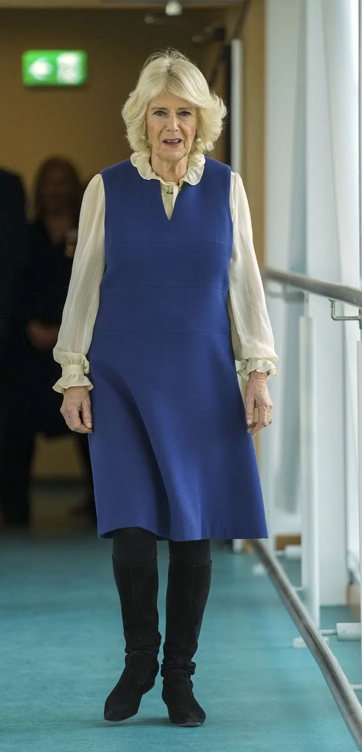 Герцогиня Камилла в ажурной блузке и вышарканных сапогах