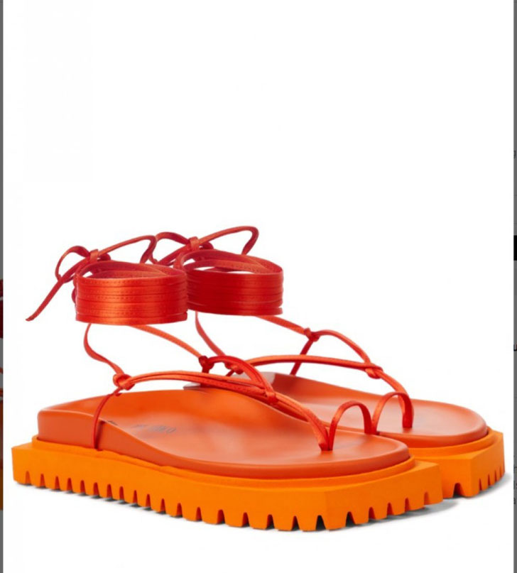 Оранжевые сандалии с ремешками и тупым мыском от The Attico