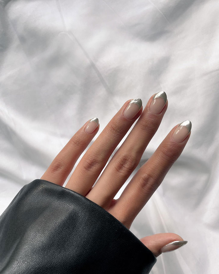 Metal winter jacket on sharp not long nails