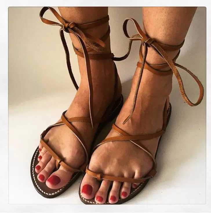 Коричневые греческие сандалии из кожи от бренда Rondini