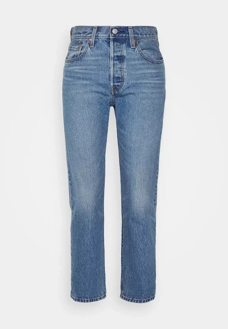 Прямые джинсы с высокой посадкой в синем цвете