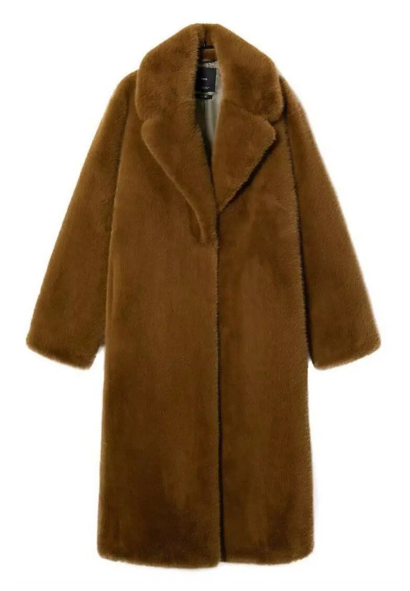 Светло коричневое плюшевое пальто от Mango
