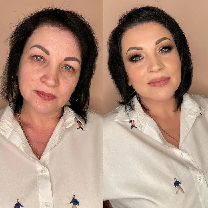 Женщина с лифтинг-макияж с акцентом на глаза для брюнетки