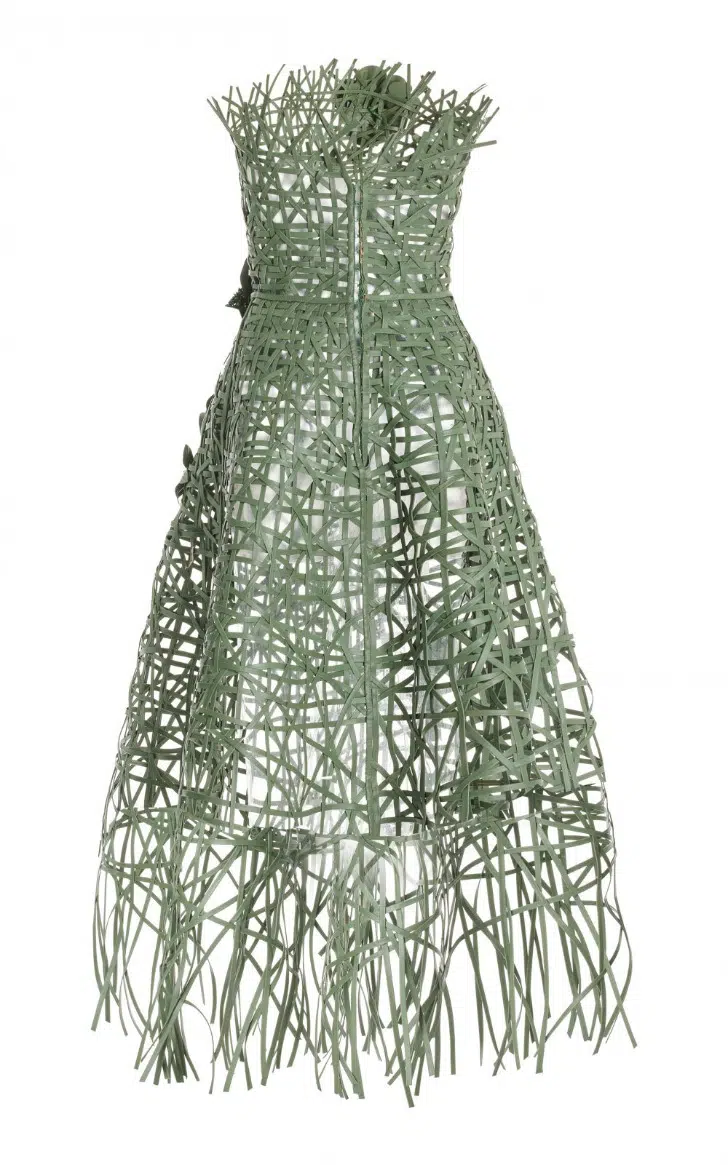 Зеленое платье из кожи от Оскар Де Ла Рента