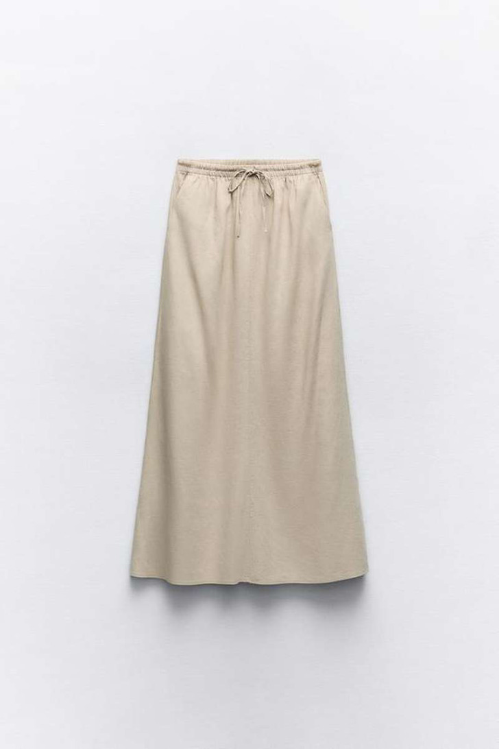 Льняная юбка миди от Zara в богемном стиле